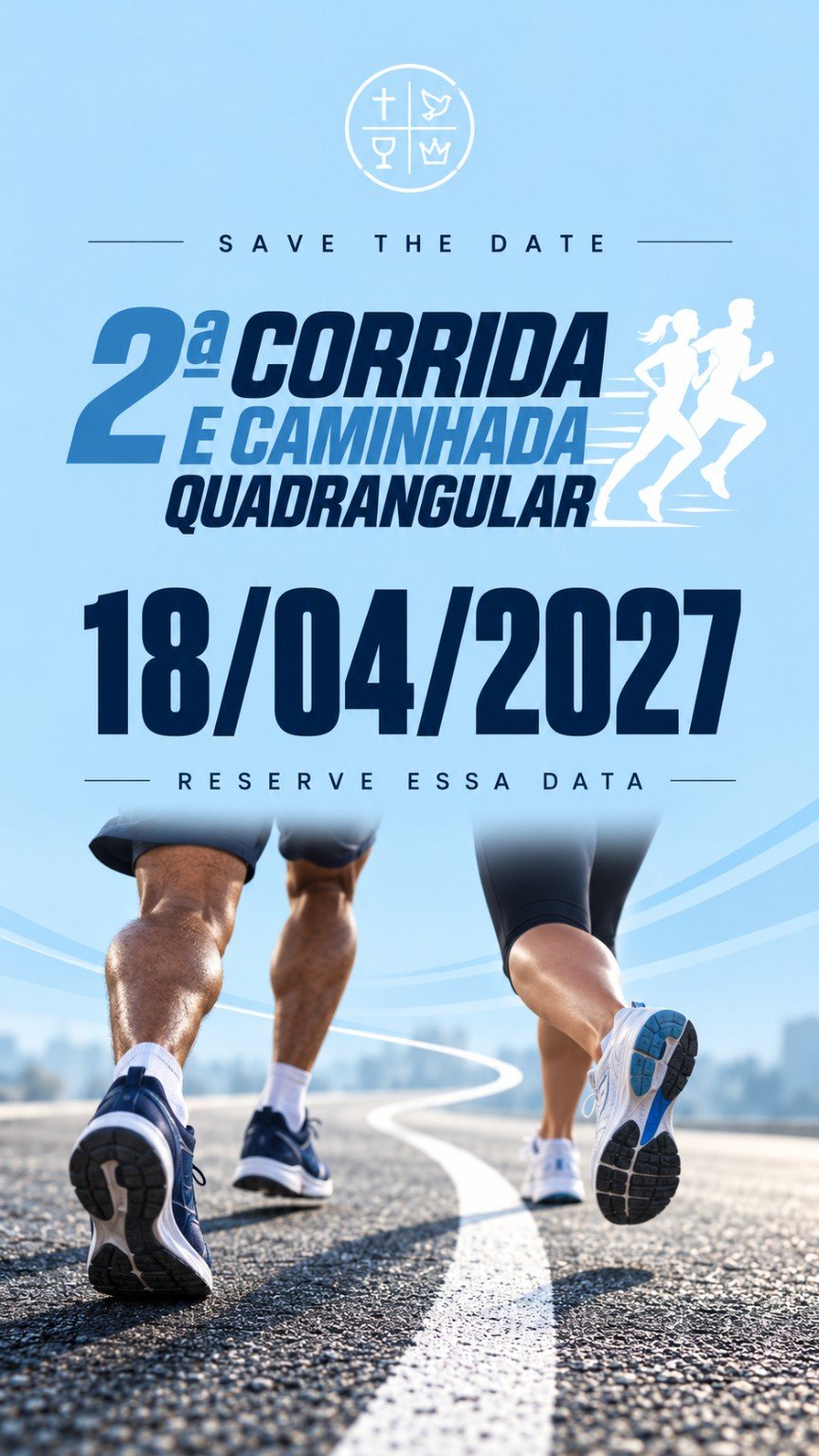 Cartaz oficial da 2ª Corrida e Caminhada Quadrangular, 18 de abril de 2027